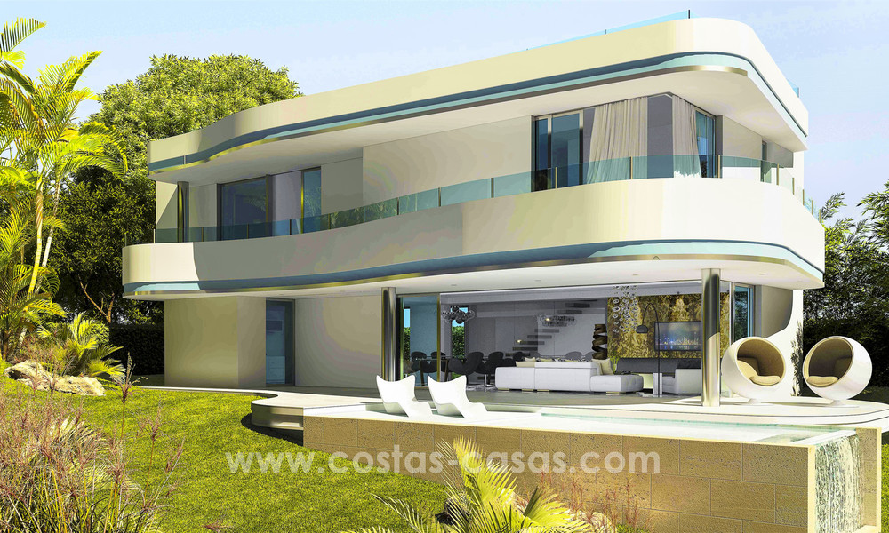 Villas de lujo contemporáneas en venta en un proyecto innovador, zona de golf con vistas al golf y al mar en Estepona - Marbella 3623