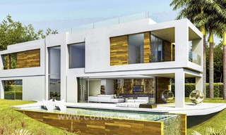Villas de lujo contemporáneas en venta en un proyecto innovador, zona de golf con vistas al golf y al mar en Estepona - Marbella 3629 