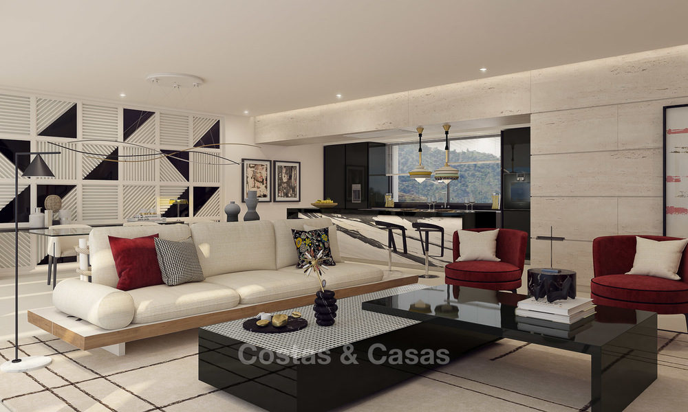 Apartamentos de lujo modernos y contemporáneos con exquisitas vistas al mar en venta, a corta distancia del centro de Marbella. 4950