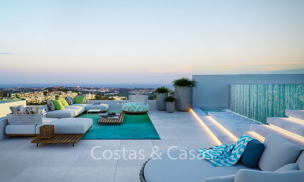 Nuevos, exquisitos y contemporáneos apartamentos de lujo en venta, con extraordinarias vistas al mar, al golf y a la montaña, Benahavis, Marbella 6321