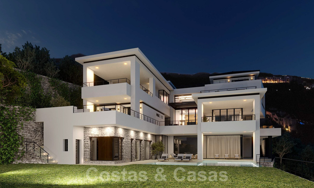 Villa exclusiva y de estilo moderno de alta tecnología con vistas panorámicas al mar en venta, en una prestigiosa urbanización en Benahavis - Marbella 34462