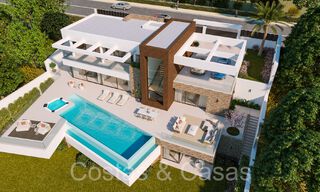 Villa moderna nueva en construcción, con vistas panorámicas al mar en venta en Manilva, Costa del Sol 64623 