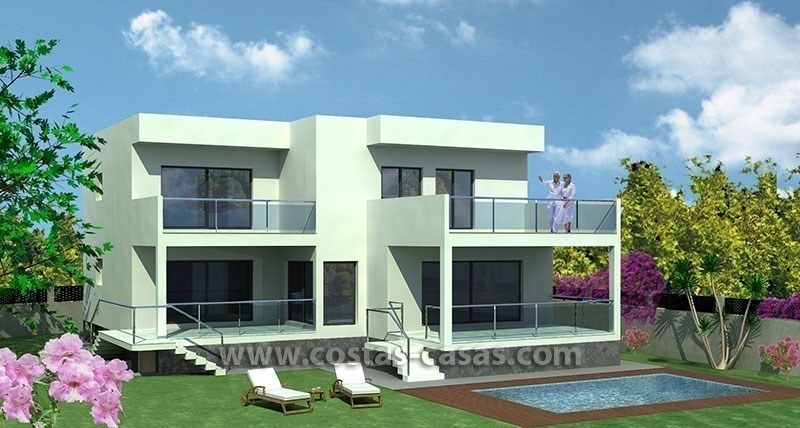 Nuevas villas frente a la playa de estilo moderno en venta en Marbella