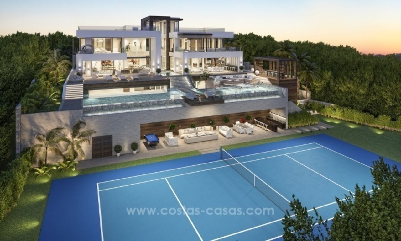 Villa contemporánea con pista de tenis en venta en el corazón del Valle del Golf, Nueva Andalucía, Marbella 0