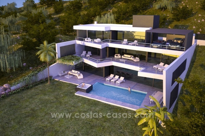 Nueva villa de lujo moderna en venta en Marbella con vistas al mar en construcción