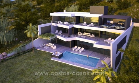 Nueva villa de lujo moderna en venta en Marbella con vistas al mar en construcción 