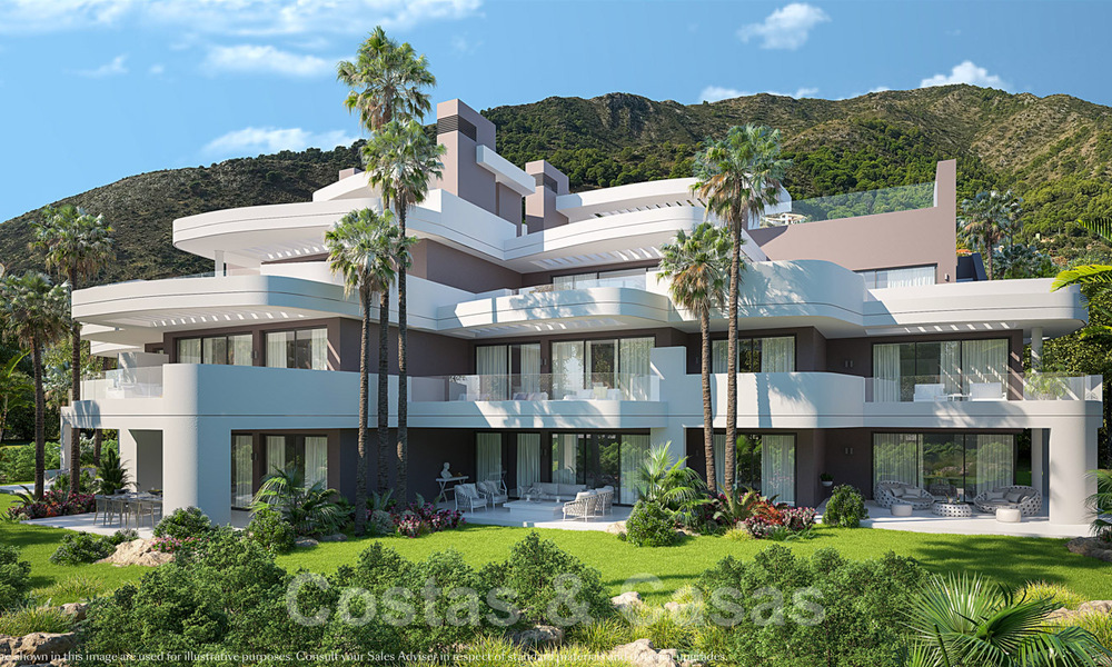 Apartamentos modernos de lujo en venta con vistas al mar a pocos minutos en coche del centro de Marbella 38350