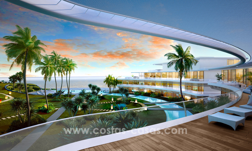 Promoción espectacular de apartamentos modernos en primera línea de playa en venta en Estepona, Costa del Sol. Listo para mudarse. 3823