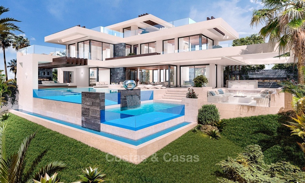 Lujosa villa moderna con vistas al mar y al golf en venta en Benahavis, Marbella 1129