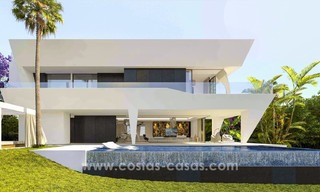 Villas de lujo contemporáneas en venta en un proyecto innovador, zona de golf con vistas al golf y al mar en Estepona - Marbella 3617 