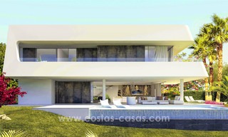 Villas de lujo contemporáneas en venta en un proyecto innovador, zona de golf con vistas al golf y al mar en Estepona - Marbella 3619 