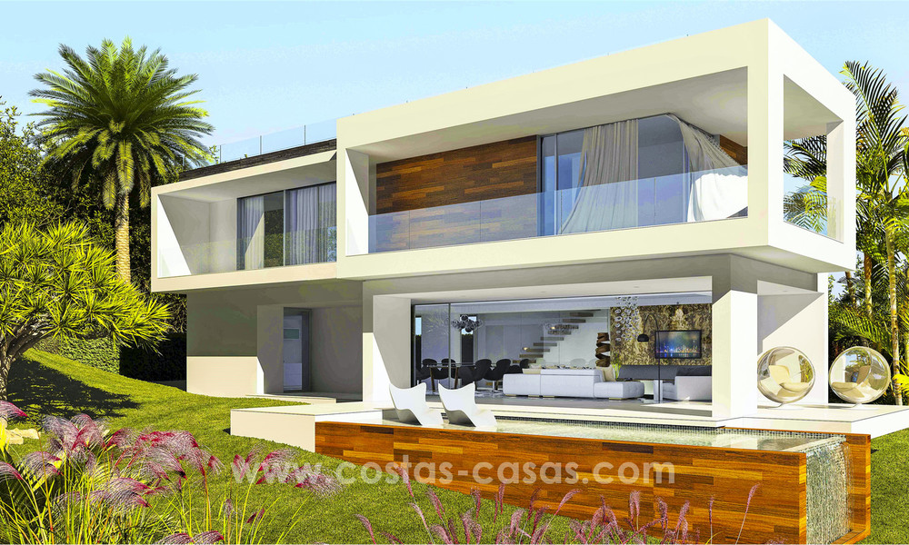 Villas de lujo contemporáneas en venta en un proyecto innovador, zona de golf con vistas al golf y al mar en Estepona - Marbella 3621