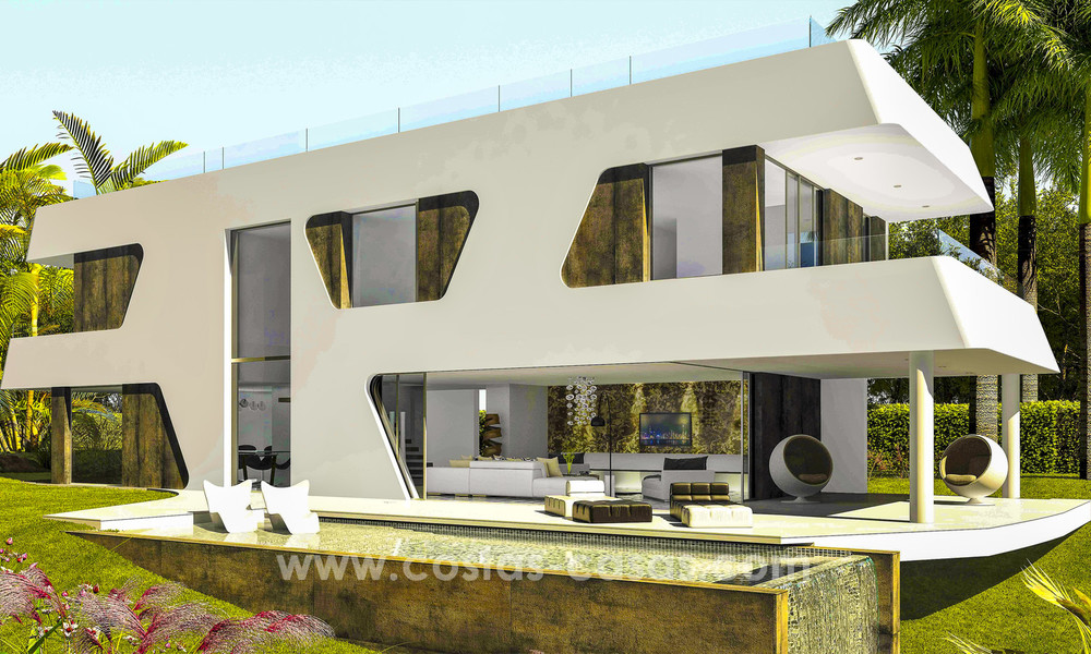 Villas de lujo contemporáneas en venta en un proyecto innovador, zona de golf con vistas al golf y al mar en Estepona - Marbella 3627