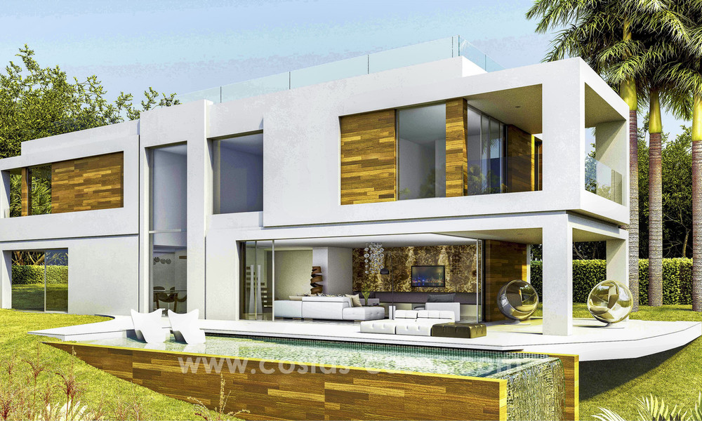 Villas de lujo contemporáneas en venta en un proyecto innovador, zona de golf con vistas al golf y al mar en Estepona - Marbella 3629