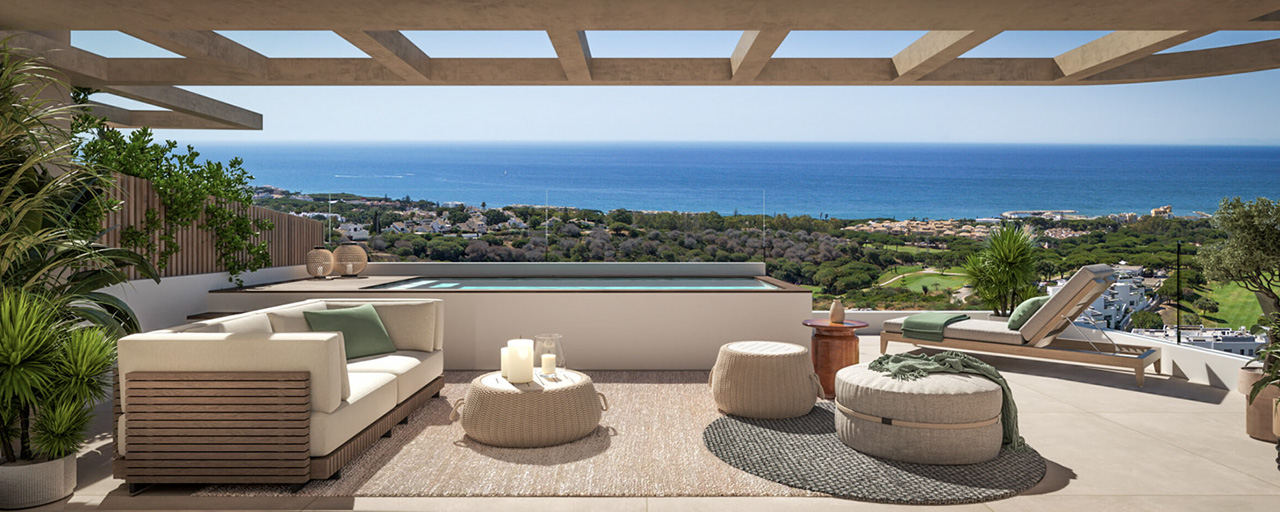 Sofisticados apartamentos de nueva construcción con vistas panorámicas al mar en venta en Cabopino, Marbella