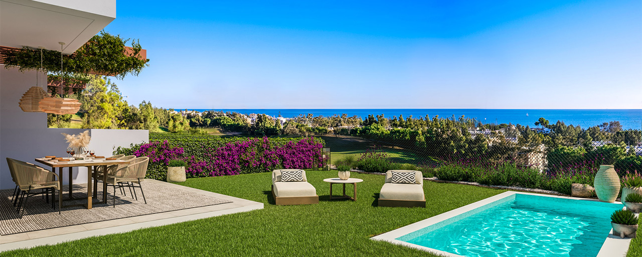 Nuevo proyecto de adosados en venta a un paso del Club de Golf en Mijas Costa, Costa del Sol