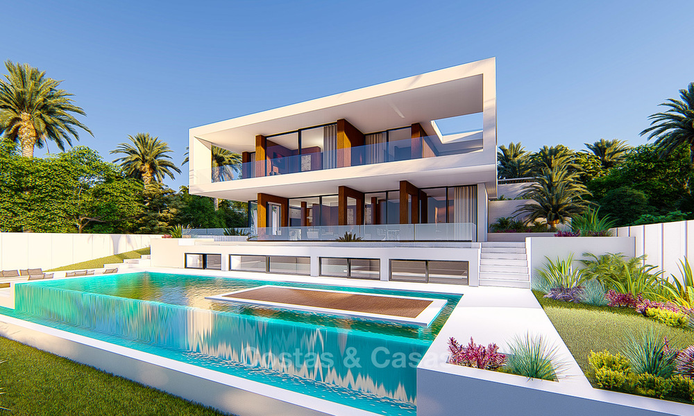Villa independiente nueva y moderna en venta, segunda línea de golf con vistas al mar y al campo de golf, Estepona 4700