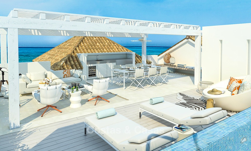 Chalet-apartamentos de lujo en venta en una urbanización de nueva construcción con espectaculares vistas al mar en Benahavis, Marbella. 4842