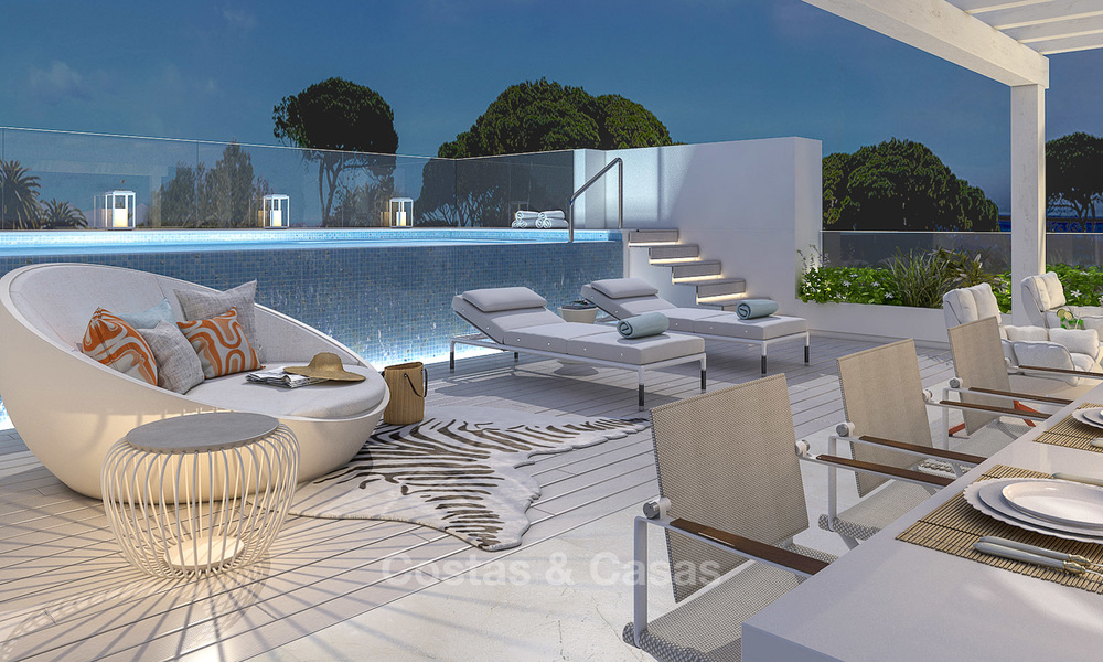 Chalet-apartamentos de lujo en venta en una urbanización de nueva construcción con espectaculares vistas al mar en Benahavis, Marbella. 4843