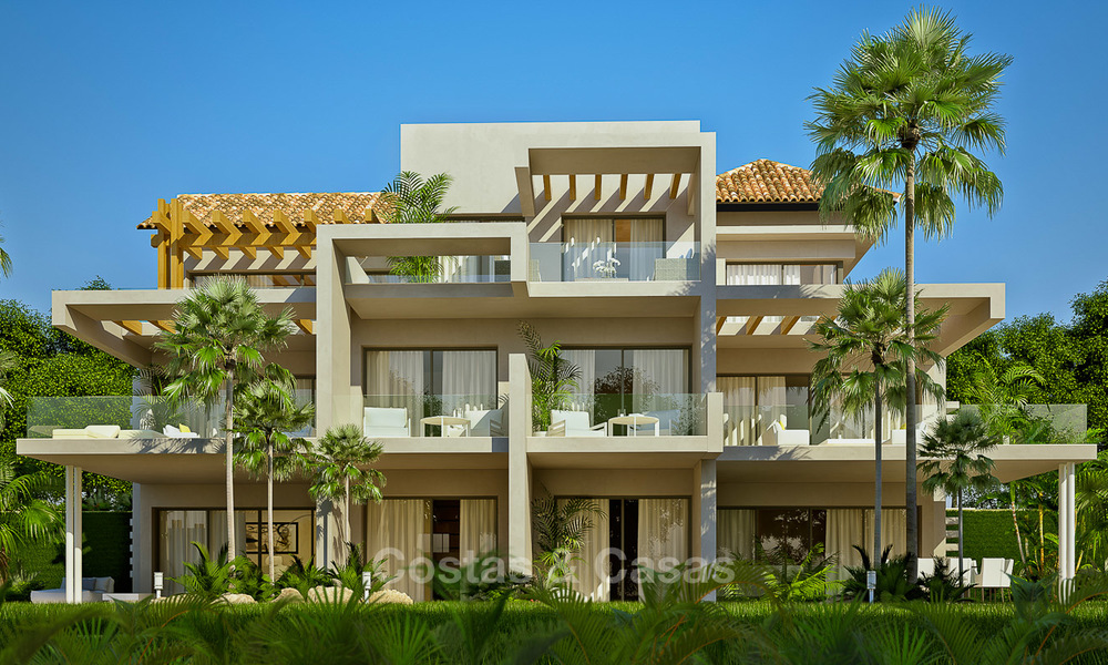 Chalet-apartamentos de lujo en venta en una urbanización de nueva construcción con espectaculares vistas al mar en Benahavis, Marbella. 4845