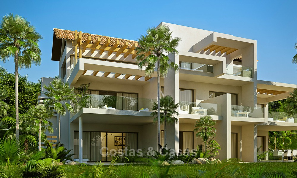 Chalet-apartamentos de lujo en venta en una urbanización de nueva construcción con espectaculares vistas al mar en Benahavis, Marbella. 4846