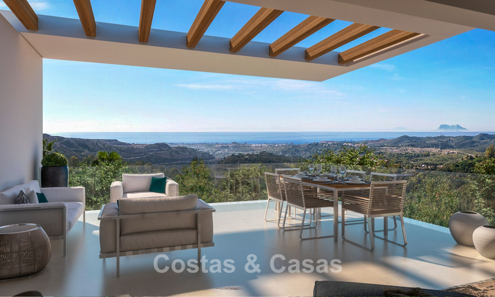Apartamentos de lujo en venta en una urbanización de nueva construcción con espectaculares vistas al mar en Benahavis, Marbella. 804271
