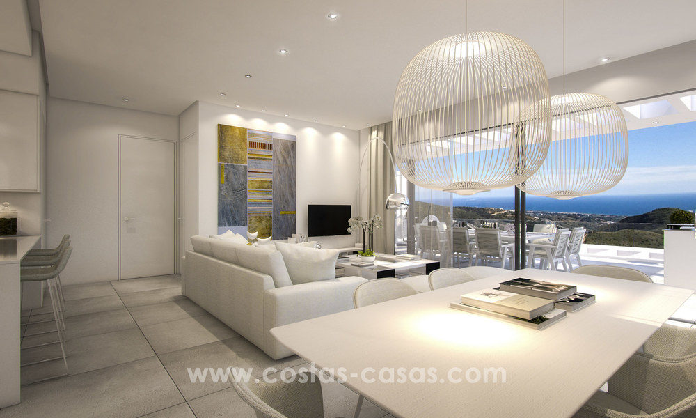Apartamentos de lujo modernos y contemporáneos con maravillosas vistas al mar en venta, a corta distancia del centro de Marbella. 4927