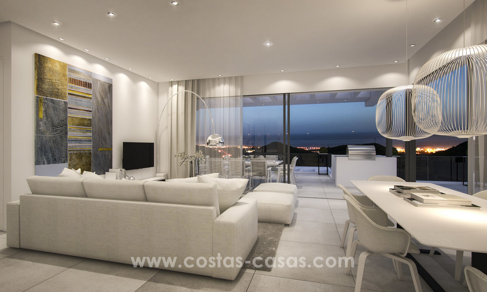 Apartamentos de lujo modernos y contemporáneos con maravillosas vistas al mar en venta, a corta distancia del centro de Marbella. 4929