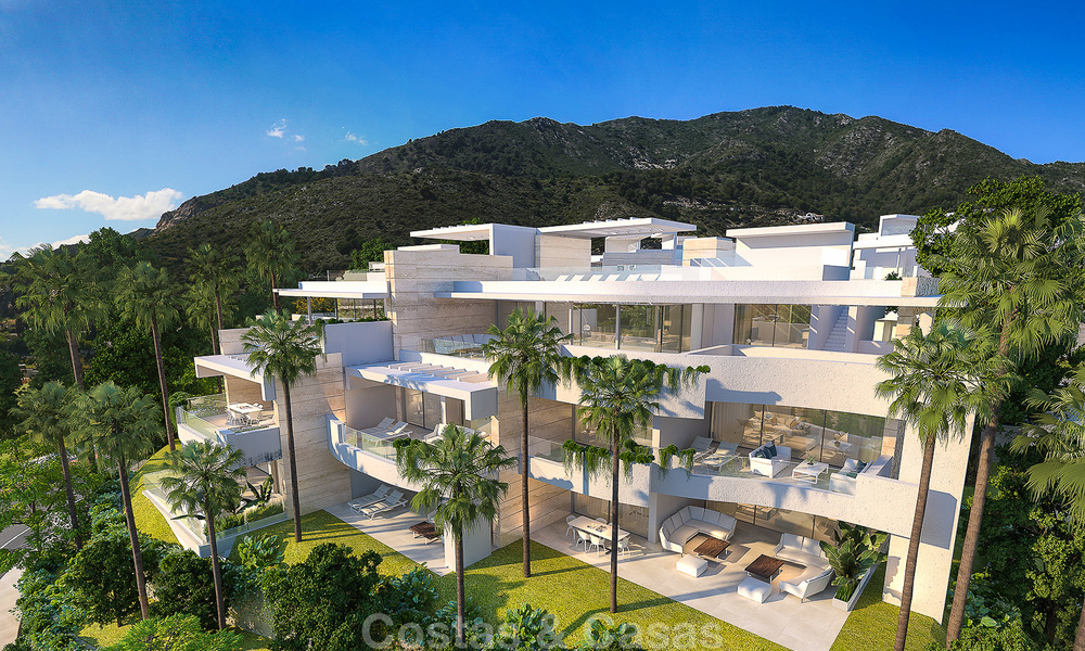 Apartamentos de lujo modernos y contemporáneos con maravillosas vistas al mar en venta, a corta distancia del centro de Marbella. 4915