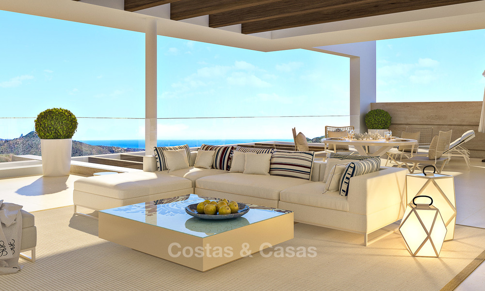 Apartamentos de lujo modernos y contemporáneos con exquisitas vistas al mar en venta, a corta distancia del centro de Marbella. 4957