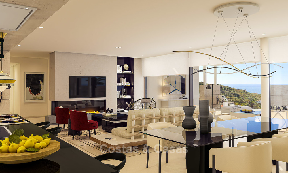 Apartamentos de lujo modernos y contemporáneos con exquisitas vistas al mar en venta, a corta distancia del centro de Marbella. 4958