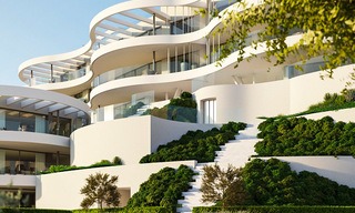 Nuevos, exquisitos y contemporáneos apartamentos de lujo en venta, con extraordinarias vistas al mar, al golf y a la montaña, Benahavis, Marbella 6320 