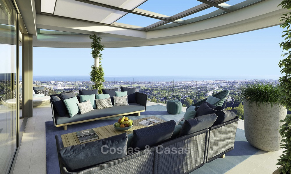 Nuevos, exquisitos y contemporáneos apartamentos de lujo en venta, con extraordinarias vistas al mar, al golf y a la montaña, Benahavis, Marbella 11918