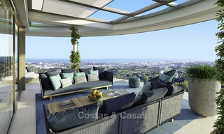 Nuevos, exquisitos y contemporáneos apartamentos de lujo en venta, con extraordinarias vistas al mar, al golf y a la montaña, Benahavis, Marbella 11918 