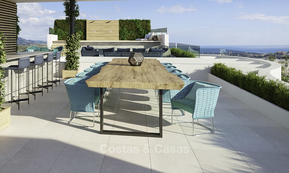 Nuevos, exquisitos y contemporáneos apartamentos de lujo en venta, con extraordinarias vistas al mar, al golf y a la montaña, Benahavis, Marbella 11921