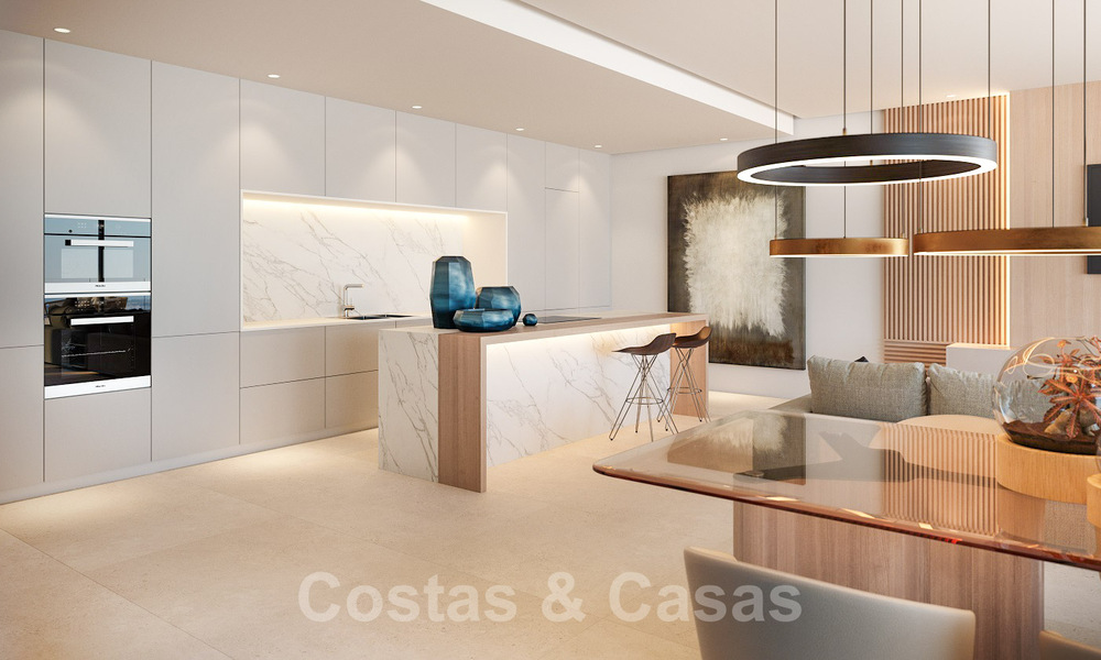 Nuevos, exquisitos y contemporáneos apartamentos de lujo en venta, con extraordinarias vistas al mar, al golf y a la montaña, Benahavis, Marbella 31065