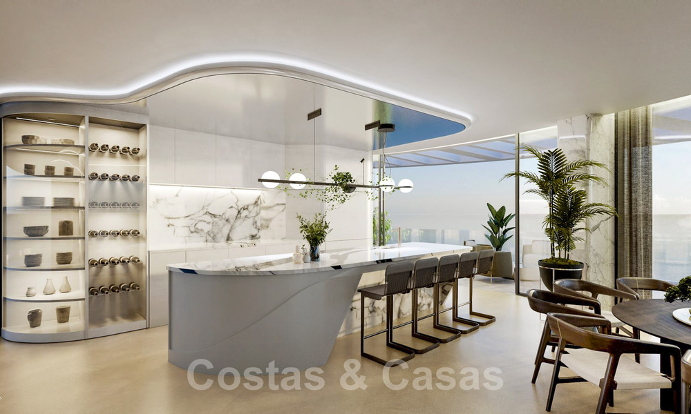 Nuevos, exquisitos y contemporáneos apartamentos de lujo en venta, con extraordinarias vistas al mar, al golf y a la montaña, Benahavis, Marbella 31084