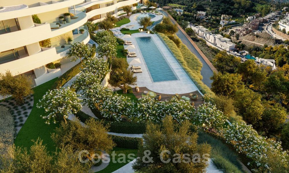 Nuevos, exquisitos y contemporáneos apartamentos de lujo en venta, con extraordinarias vistas al mar, al golf y a la montaña, Benahavis, Marbella 31087
