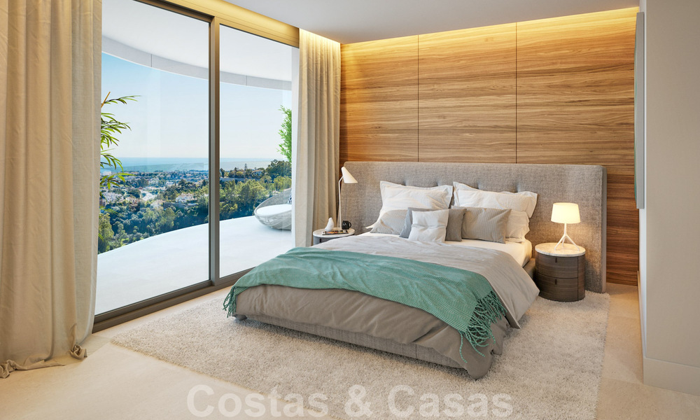 Nuevos, exquisitos y contemporáneos apartamentos de lujo en venta, con extraordinarias vistas al mar, al golf y a la montaña, Benahavis, Marbella 31094
