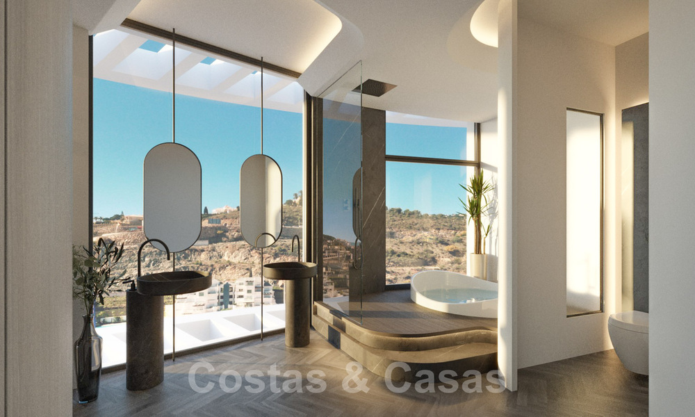Nuevos, exquisitos y contemporáneos apartamentos de lujo en venta, con extraordinarias vistas al mar, al golf y a la montaña, Benahavis, Marbella 31102