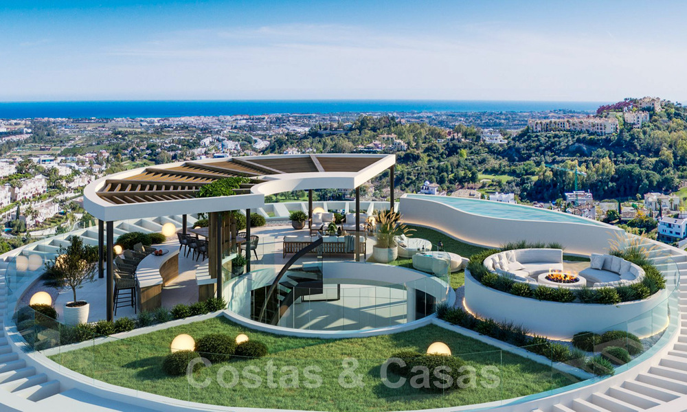 Nuevos, exquisitos y contemporáneos apartamentos de lujo en venta, con extraordinarias vistas al mar, al golf y a la montaña, Benahavis, Marbella 37281