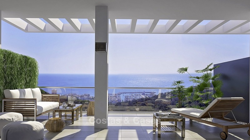 Atractivos apartamentos nuevos con vistas al mar y al golf en venta, a poca distancia de la playa, Manilva - Costa del Sol 11136 