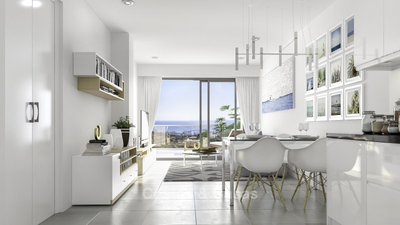 Atractivos apartamentos nuevos con vistas al mar y al golf en venta, a poca distancia de la playa, Manilva - Costa del Sol 11134 