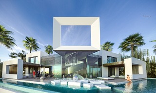 Impresionante villa de lujo minimalista de nueva construcción con vistas panorámicas al mar en venta, Marbella Este 7441 