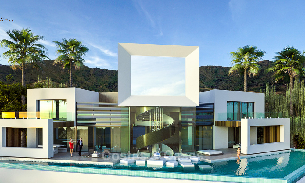 Impresionante villa de lujo minimalista de nueva construcción con vistas panorámicas al mar en venta, Marbella Este 7443