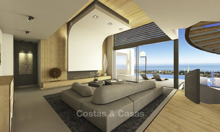 Impresionante villa de lujo minimalista de nueva construcción con vistas panorámicas al mar en venta, Marbella Este 19341 
