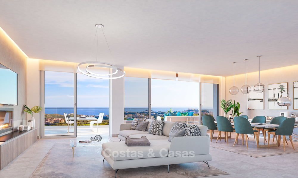 Nuevos y modernos apartamentos en primera línea de golf con vistas al mar en venta en un resort de lujo en La Cala, Mijas 8956