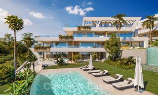 Nuevos apartamentos modernos de lujo con increíbles vistas al mar en venta, en primera línea de golf en Marbella Este 19940 