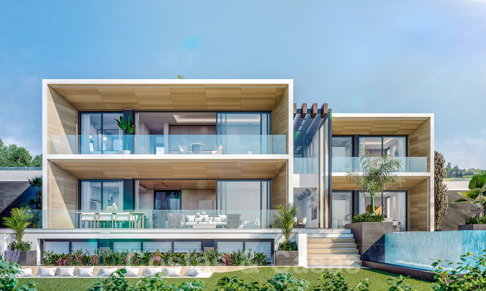 Una elegante villa de lujo sobre plano con increíbles vistas al mar y al golf a la venta en Benahavis, Marbella 20394