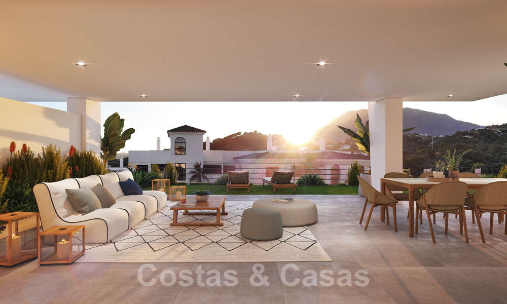 Elegantes y modernos apartamentos nuevos con vistas panorámicas a la montaña y al mar en venta en las colinas de Estepona 27720